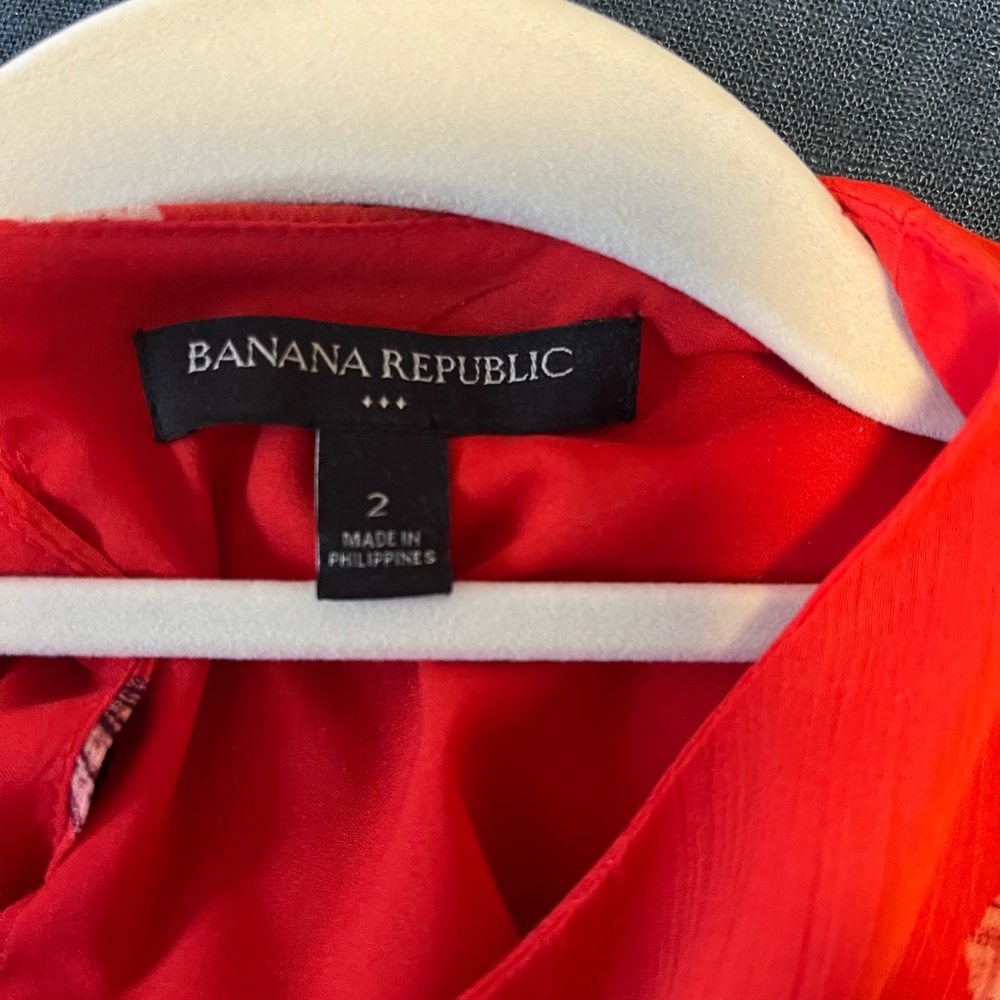 Banana Republic Bright Red Ginkgo Print Women's Dress - Picture 2 of 2
